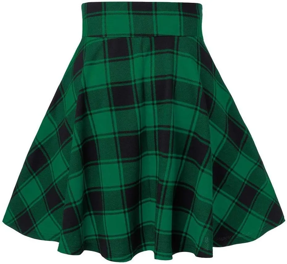 Plaid Pleated Skirt for Girls Women's Sexy High Waisted A-line Mini Skirts Tartan Skater Frenulum Short Skirt Dress