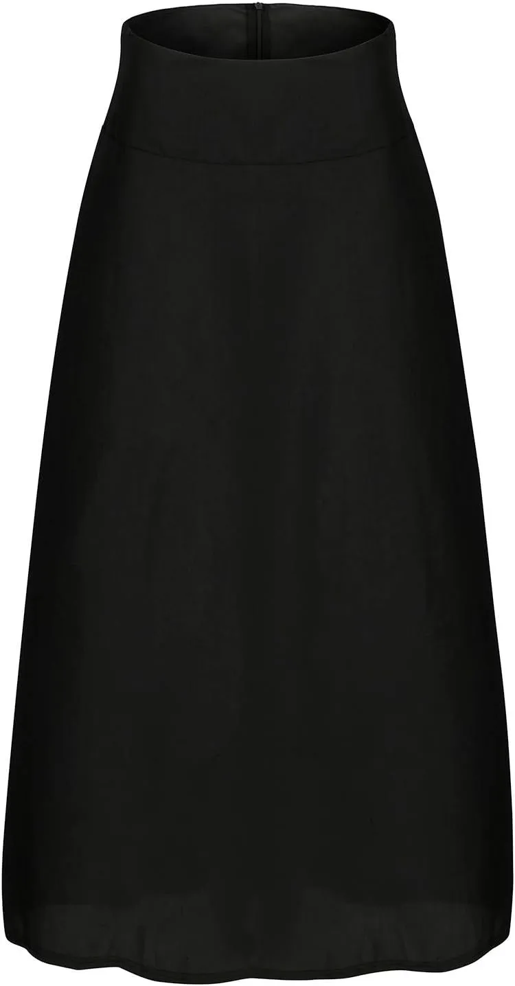 Pleated Skirts for Women, Women's Fashion High Waist Solid Color Skirt Loose Casual A-line Skirt Ankle Length Skirts