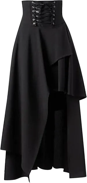 Pleated Skirts for Women, Women's Fashion High Waist Solid Color Skirt Loose Casual A-line Skirt Ankle Length Skirts