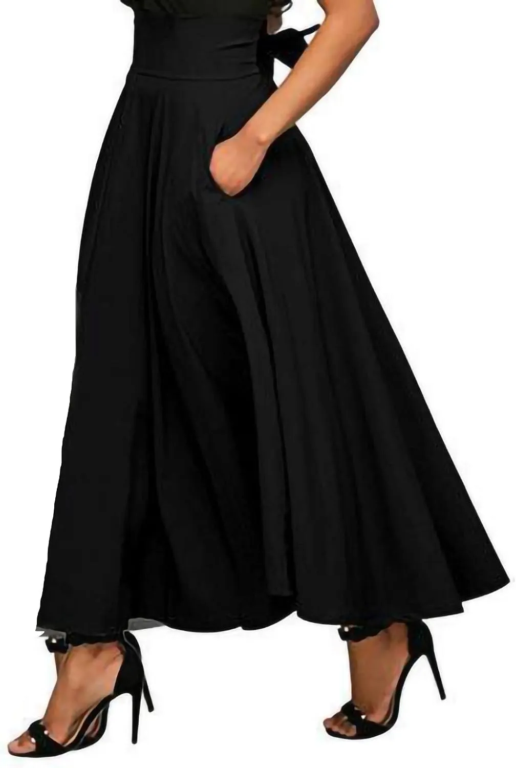 Pleated Skirts for Women, Women's Fashion High Waist Solid Color Skirt Loose Casual A-line Skirt Ankle Length Skirts