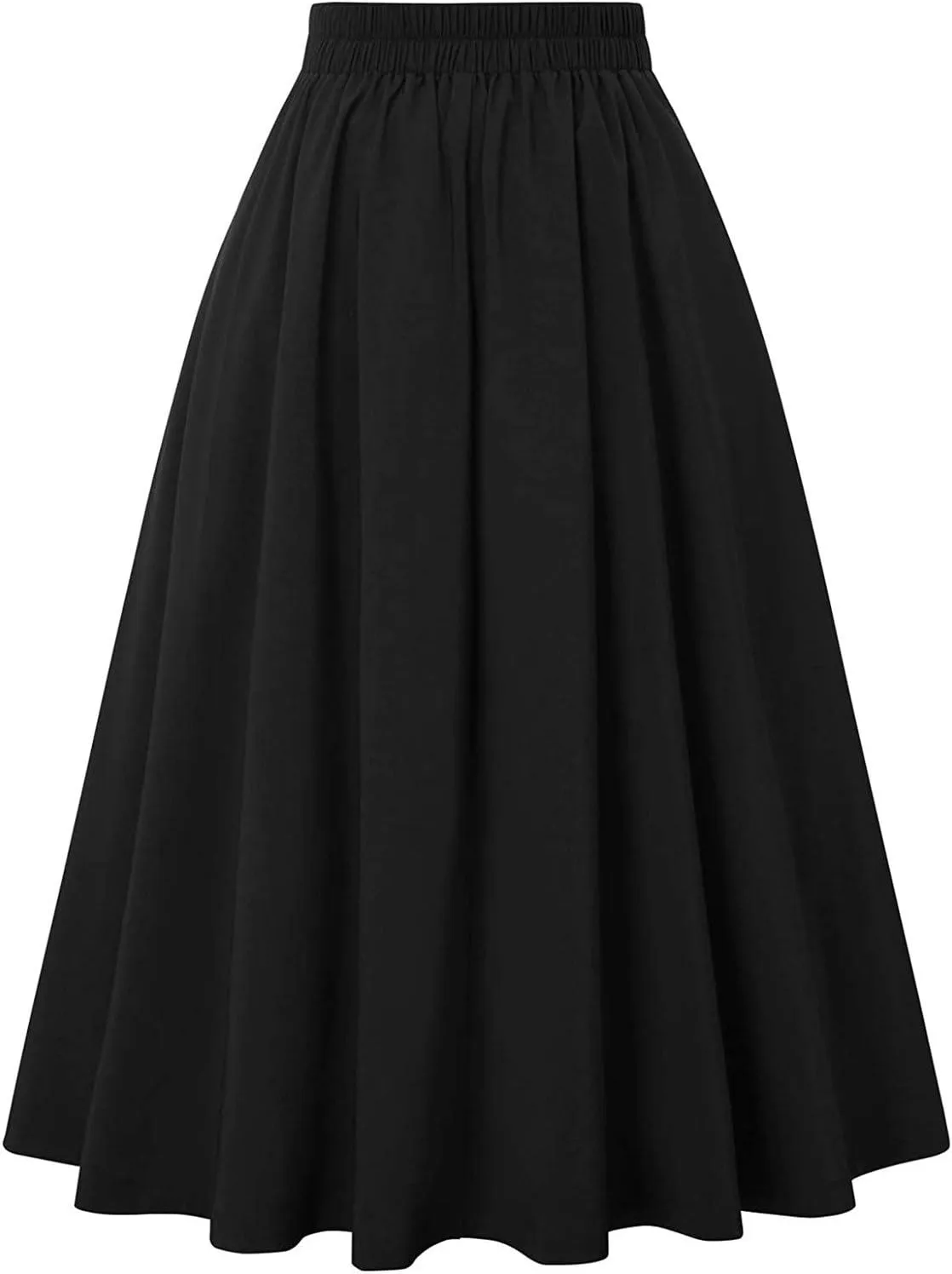 Pleated Skirts for Women, Women's Fashion High Waist Solid Color Skirt Loose Casual A-line Skirt Ankle Length Skirts