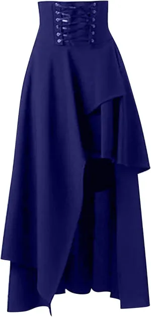 Pleated Skirts for Women, Women's Fashion High Waist Solid Color Skirt Loose Casual A-line Skirt Ankle Length Skirts