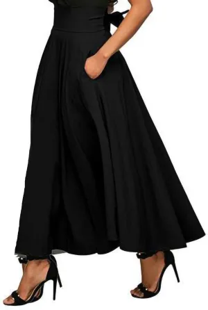 Pleated Skirts for Women, Women's Fashion High Waist Solid Color Skirt Loose Casual A-line Skirt Ankle Length Skirts