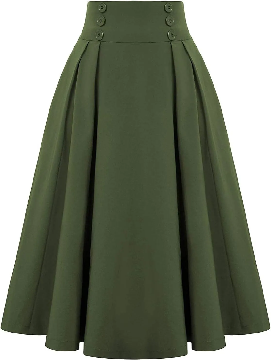 Pleated Skirts for Women, Women's Fashion High Waist Solid Color Skirt Loose Casual A-line Skirt Ankle Length Skirts