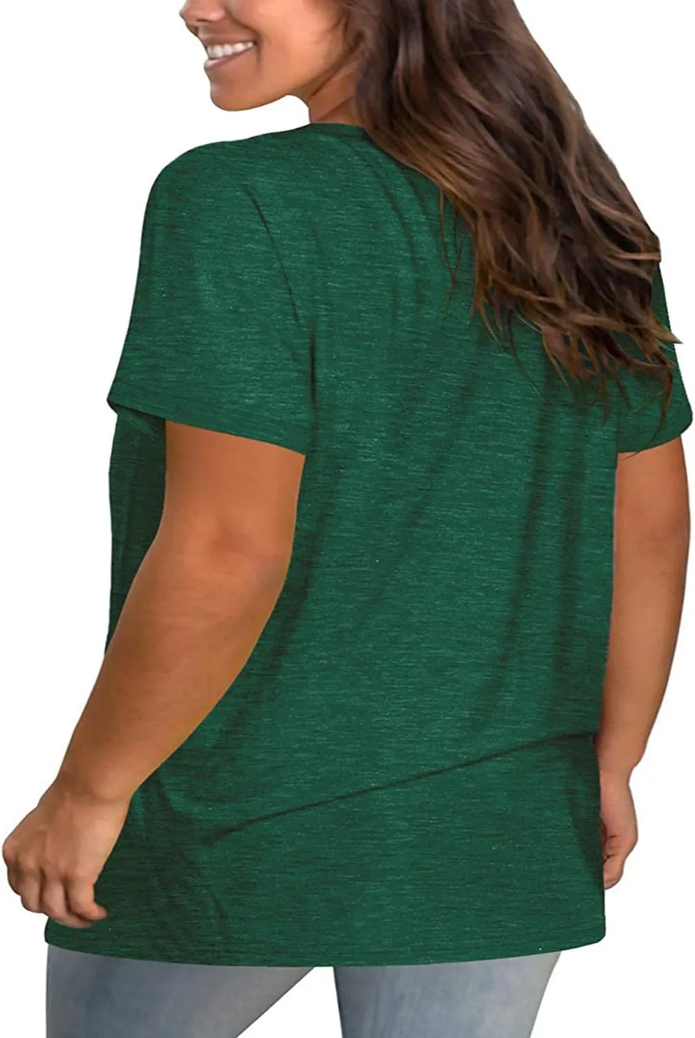 Plus Size Tops for Women Summer Short Sleeve Sexy V Neck Criss Cross T-Shirt Tunic Casual Loose Soft Tee Shirt