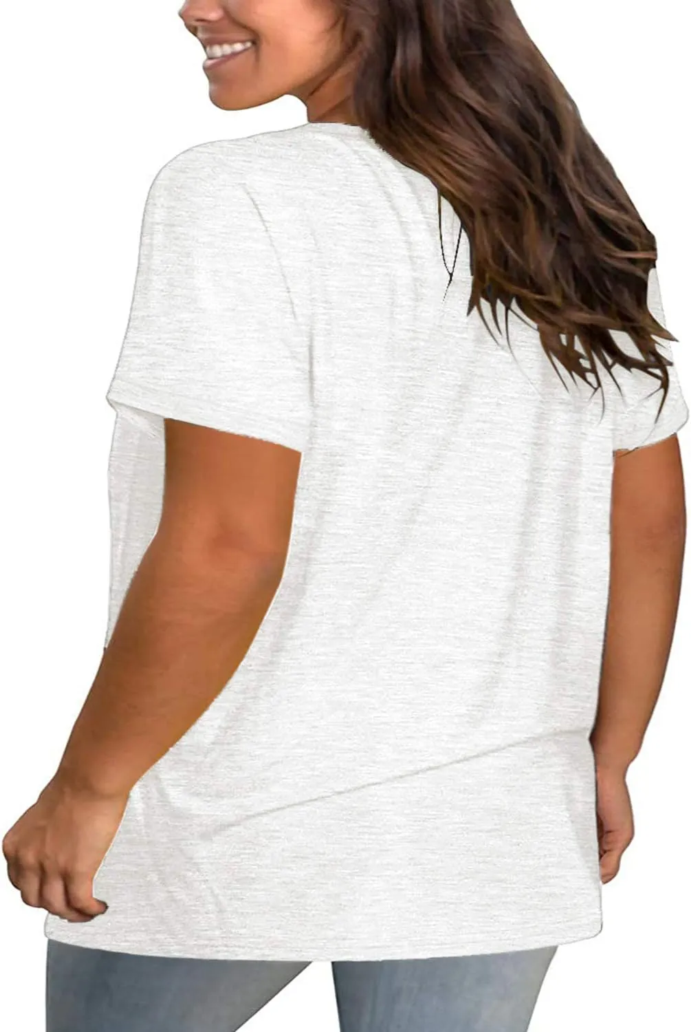 Plus Size Tops for Women Summer Short Sleeve Sexy V Neck Criss Cross T-Shirt Tunic Casual Loose Soft Tee Shirt