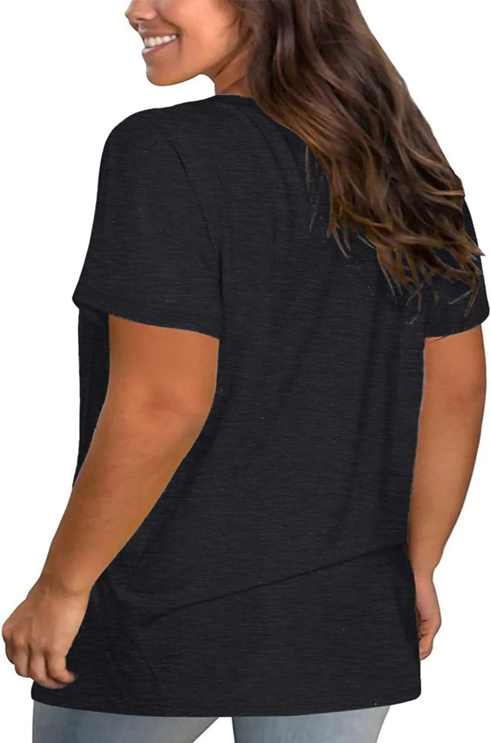 Plus Size Tops for Women Summer Short Sleeve Sexy V Neck Criss Cross T-Shirt Tunic Casual Loose Soft Tee Shirt