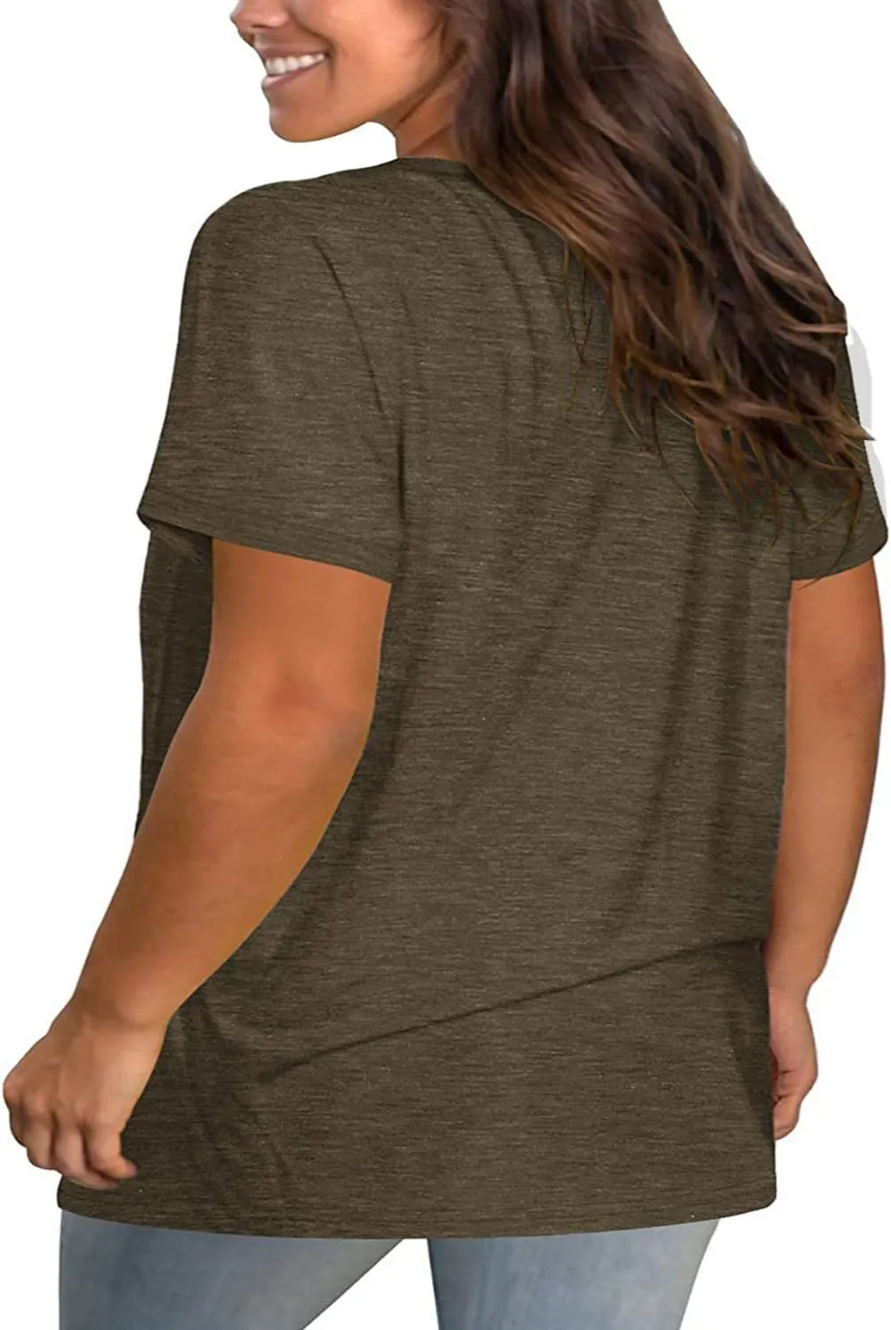 Plus Size Tops for Women Summer Short Sleeve Sexy V Neck Criss Cross T-Shirt Tunic Casual Loose Soft Tee Shirt