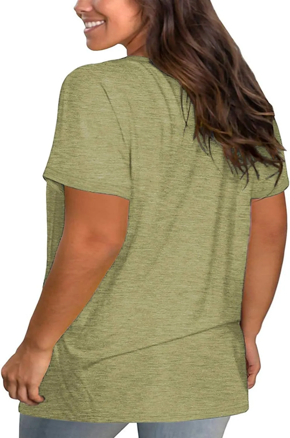 Plus Size Tops for Women Summer Short Sleeve Sexy V Neck Criss Cross T-Shirt Tunic Casual Loose Soft Tee Shirt