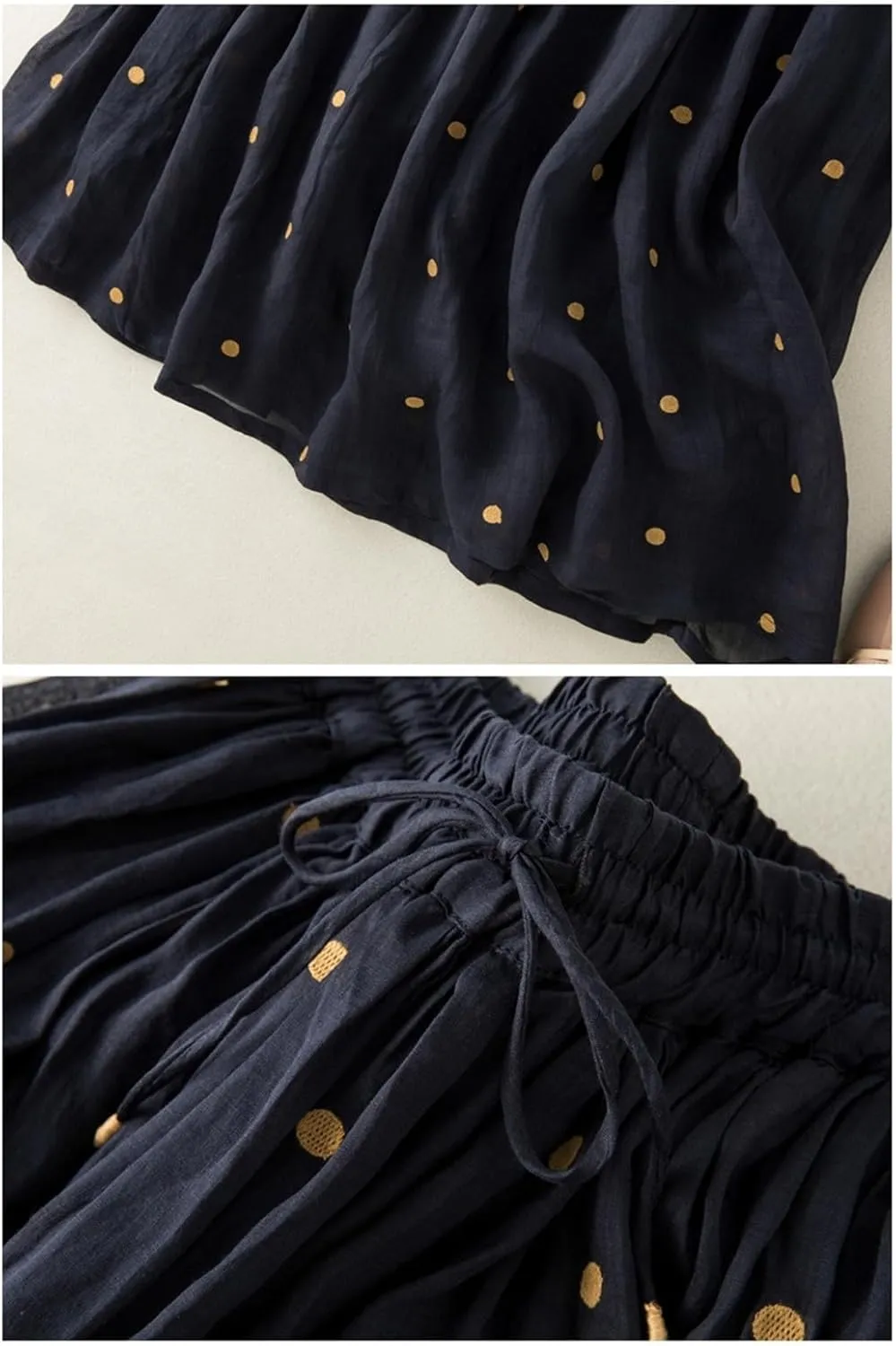 Polka Dot Tulle Skirts for Women 2025 Summer Drawstring High Waisted Elegant Flowy A-Line Swing Pleated Boho Midi Long Skirt