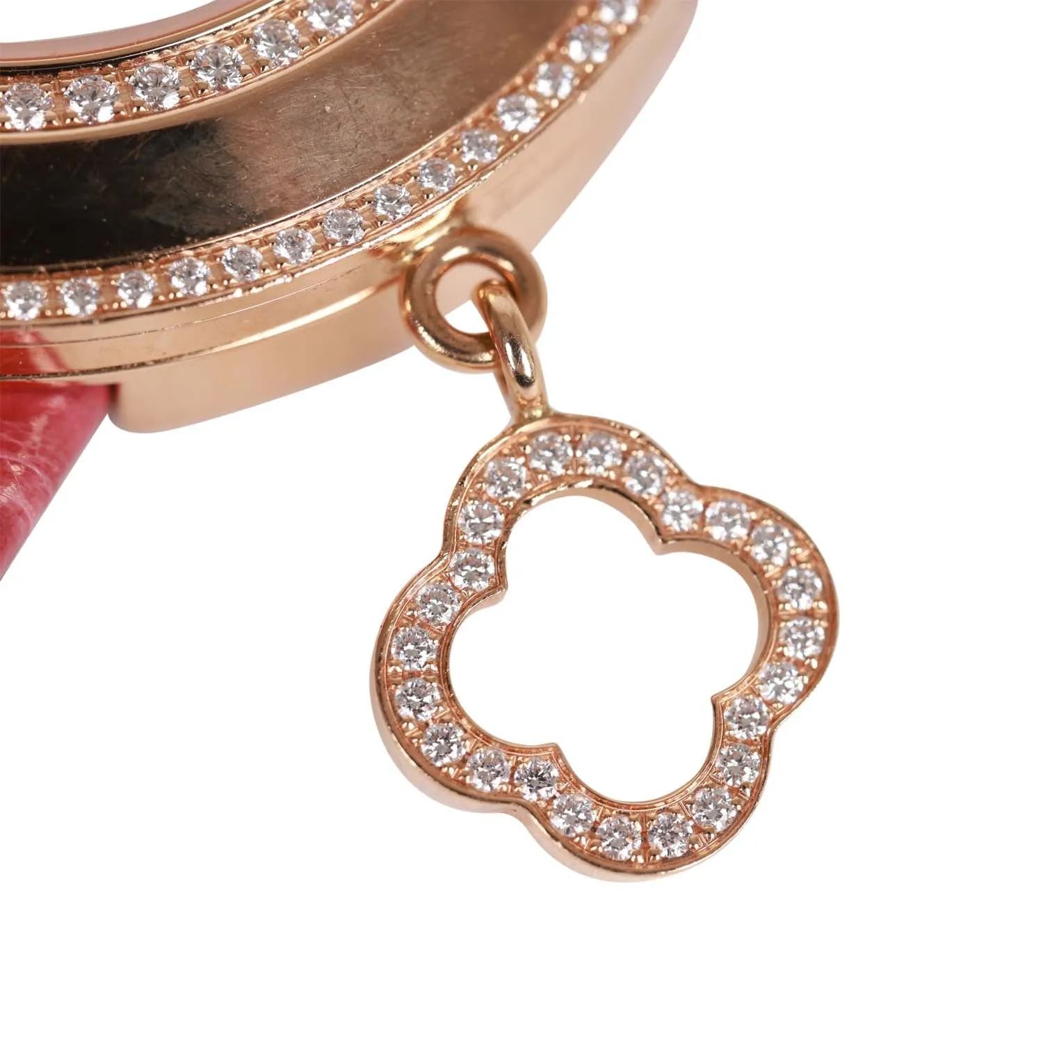 Pre-owned Van Cleef & Arpels Diamond Charm Watch Rose Gold and Pink Alligator
