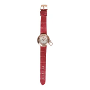 Pre-owned Van Cleef & Arpels Diamond Charm Watch Rose Gold and Pink Alligator