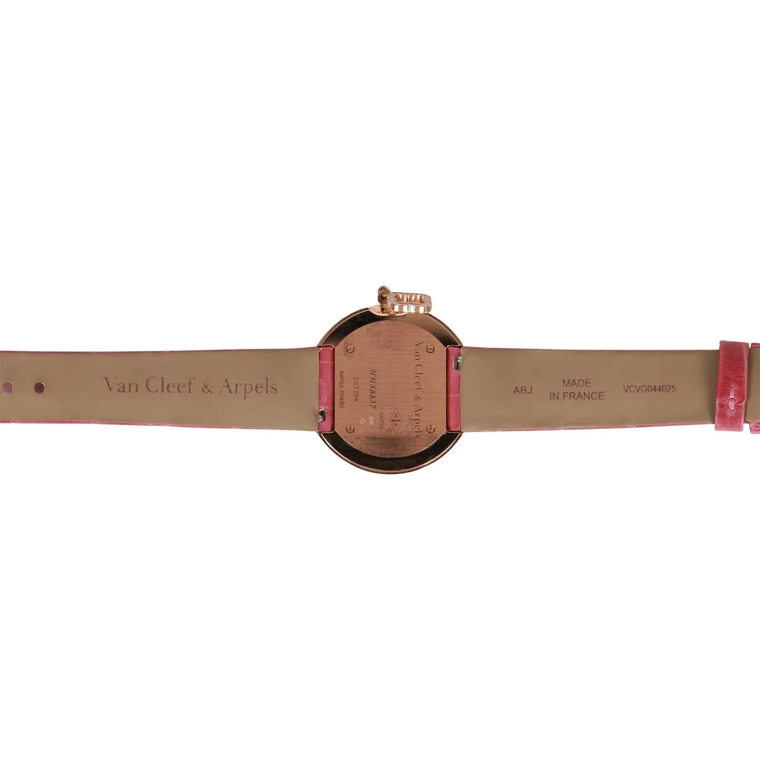 Pre-owned Van Cleef & Arpels Diamond Charm Watch Rose Gold and Pink Alligator