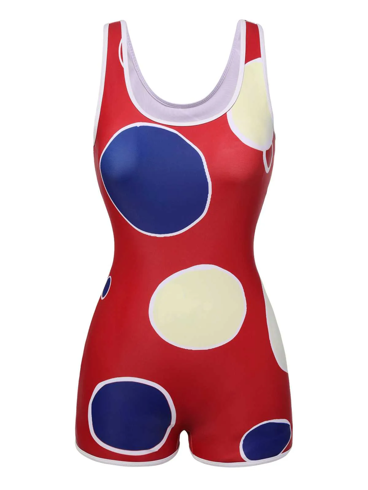 [Pre-Sale] 1960s Irregular Polka Dot U-Neck Swimsuit