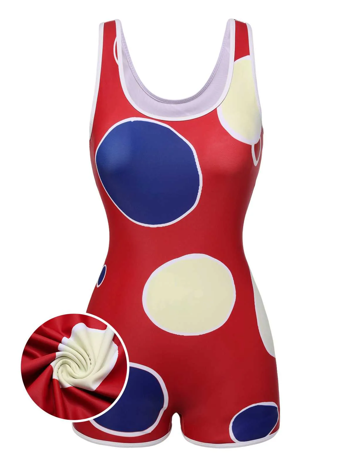 [Pre-Sale] 1960s Irregular Polka Dot U-Neck Swimsuit