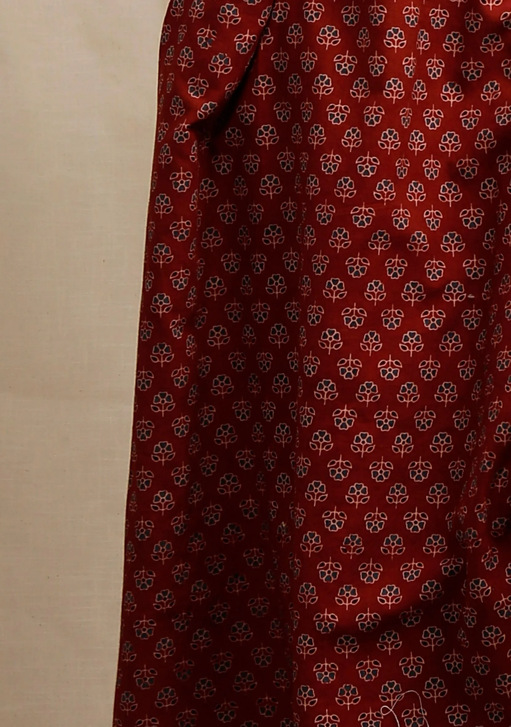 Red Ajrakh Print Straight Kurta