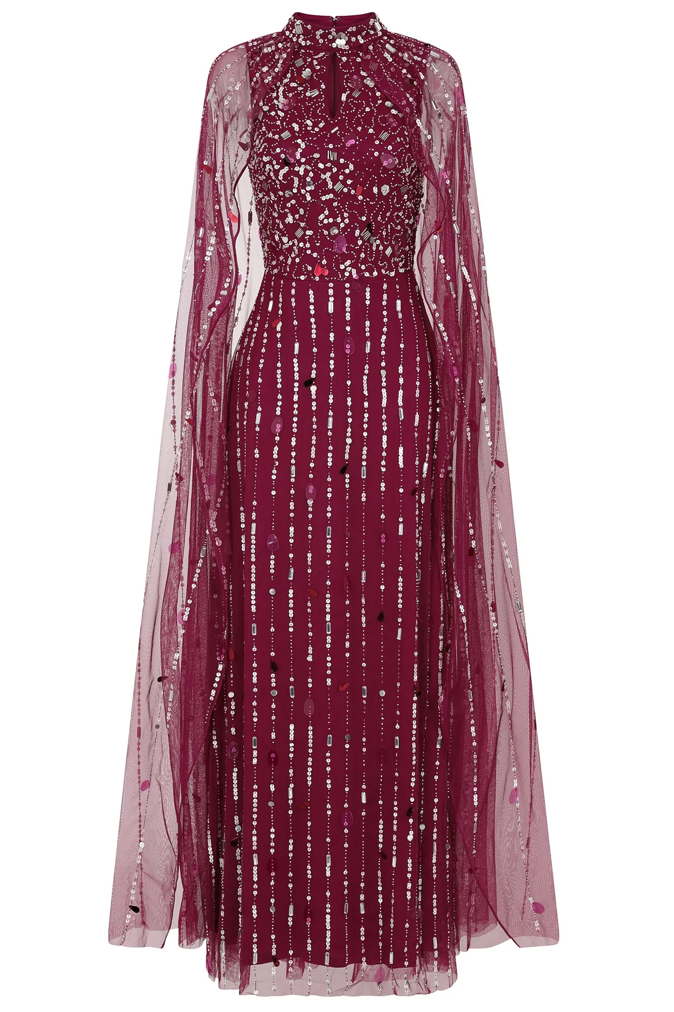 Rena Embellished Cape Sleeve Maxi Dress