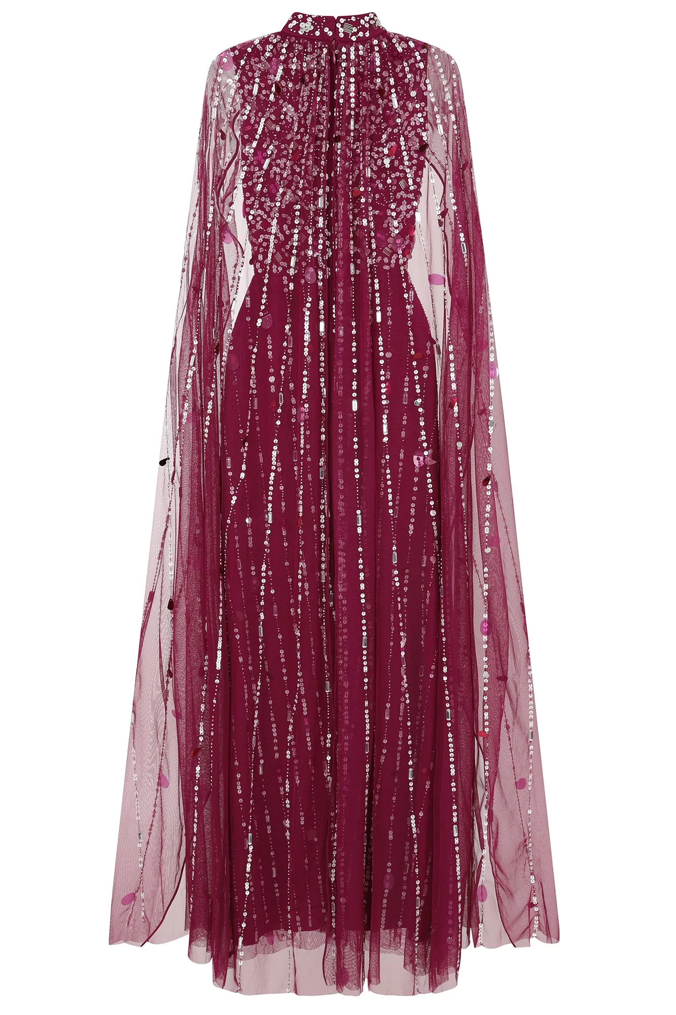 Rena Embellished Cape Sleeve Maxi Dress
