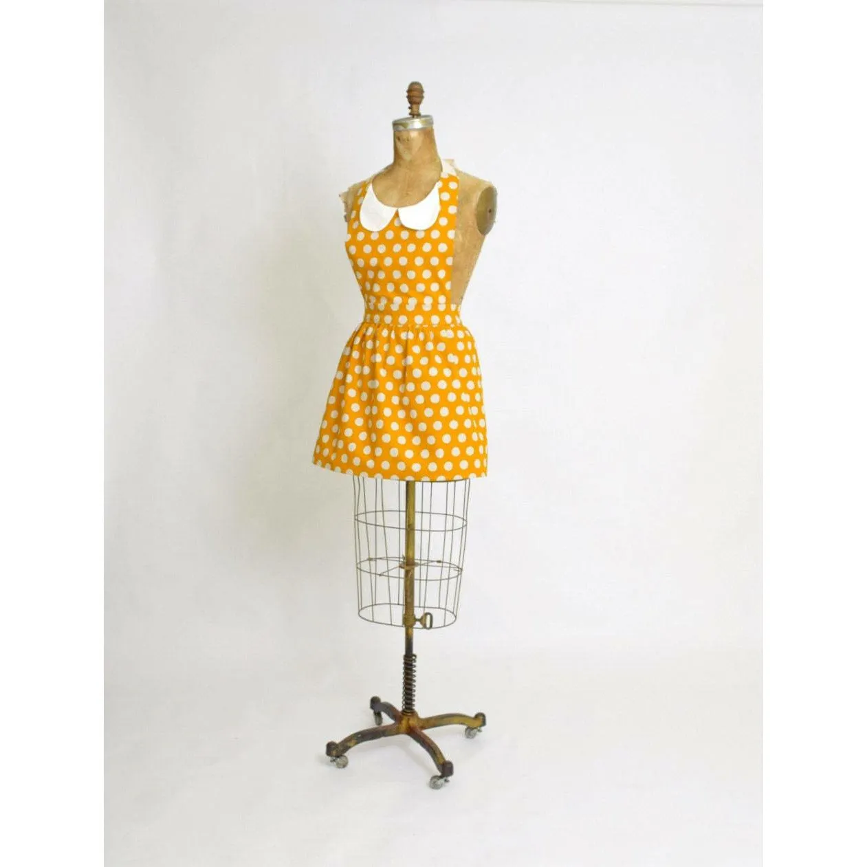 Retro Apron Mustard Polka Dot