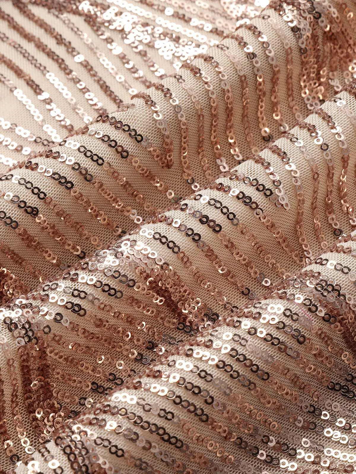 Rose Gold 1920s Geometric Sequined Fishtail Dress