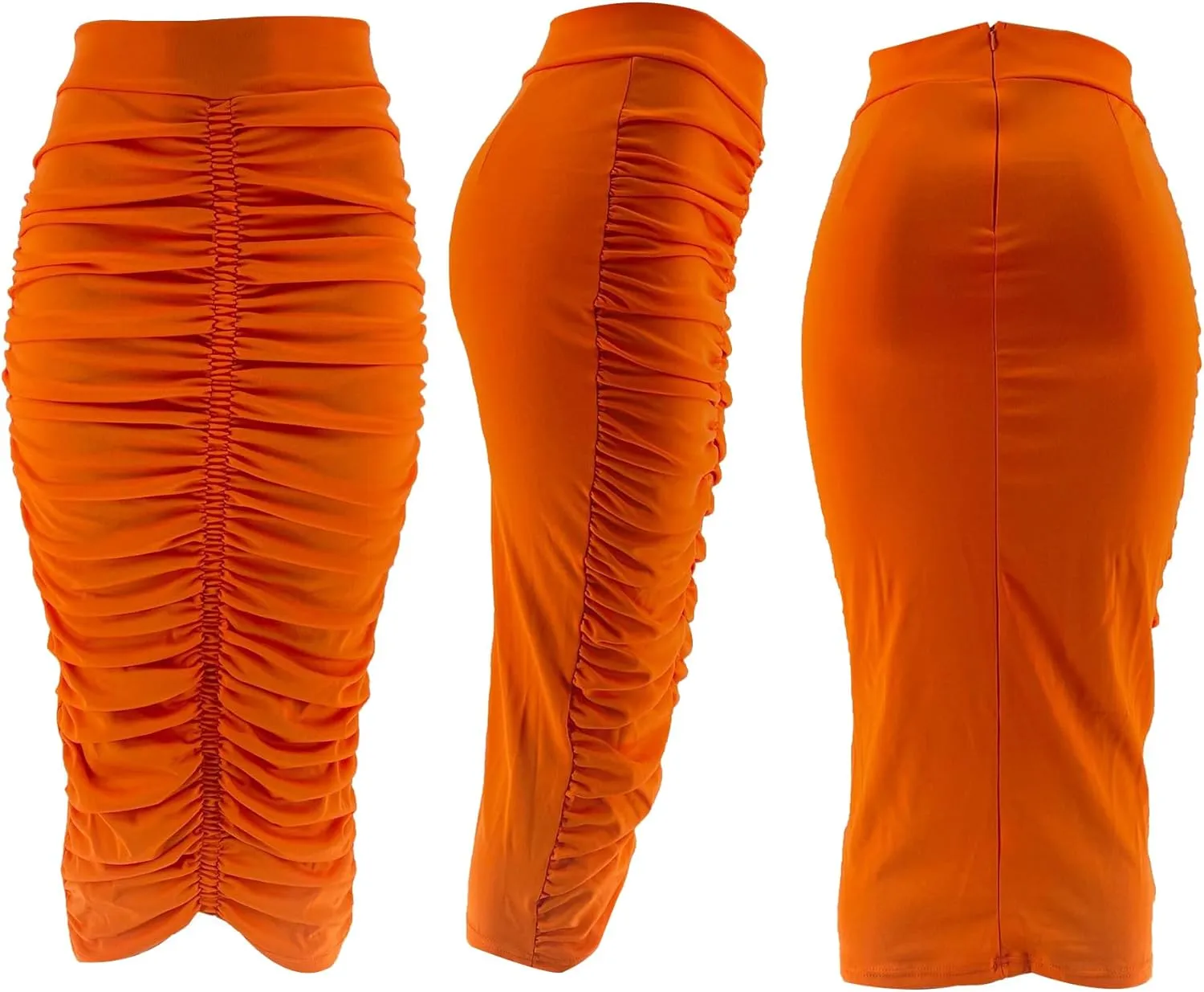 Ruched Skirts for Women High Waist Casual Pleated Elastic Waisted Sexy Pencil Bodycon Skirt