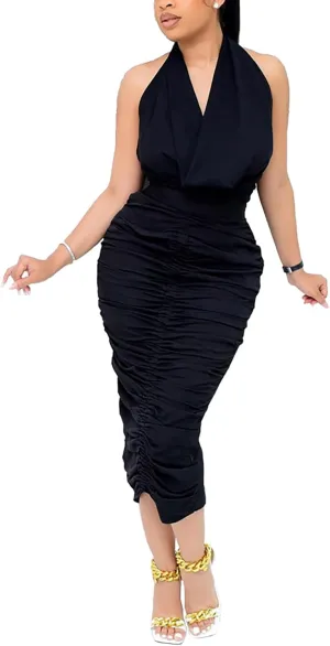 Ruched Skirts for Women High Waist Casual Pleated Elastic Waisted Sexy Pencil Bodycon Skirt