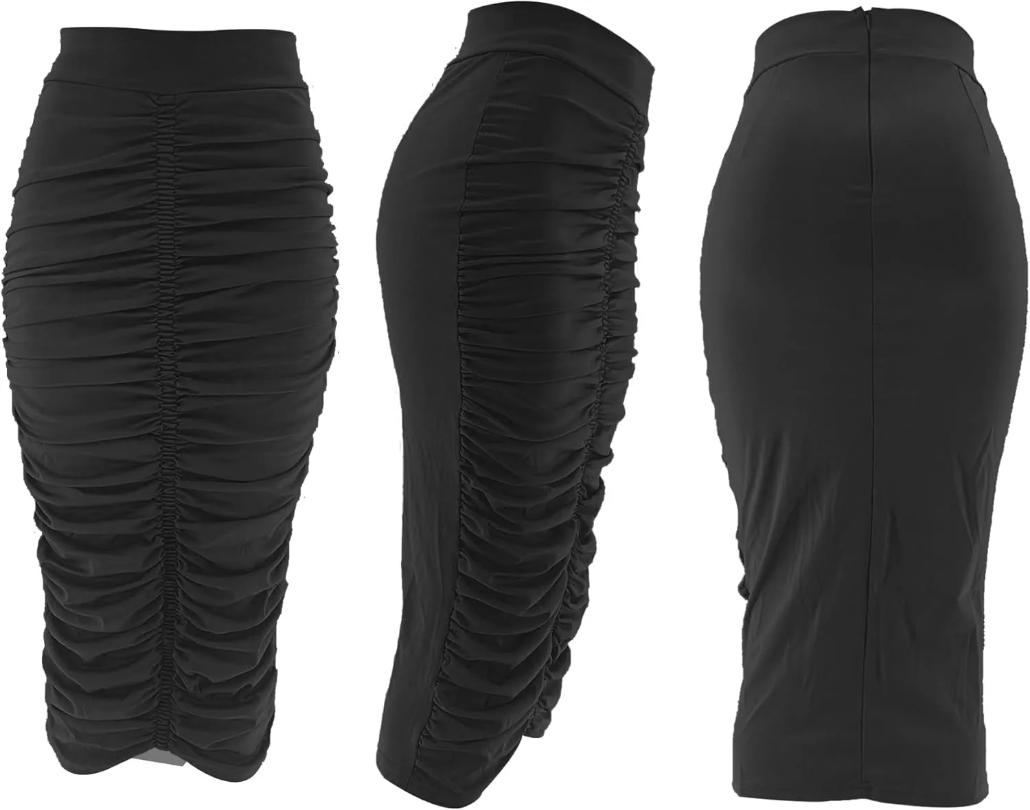 Ruched Skirts for Women High Waist Casual Pleated Elastic Waisted Sexy Pencil Bodycon Skirt