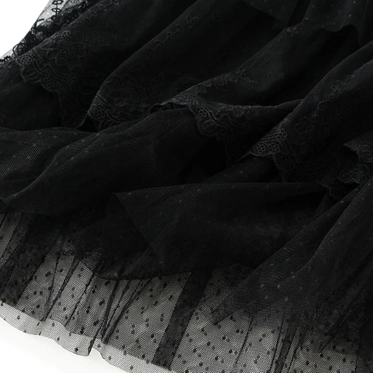 Rvidbe Lace Maxi Skirts for Women Summer Casual Elastic Waist A-Line Pleated Layered Long Skirt Flowy Tiered Tulle Skirts