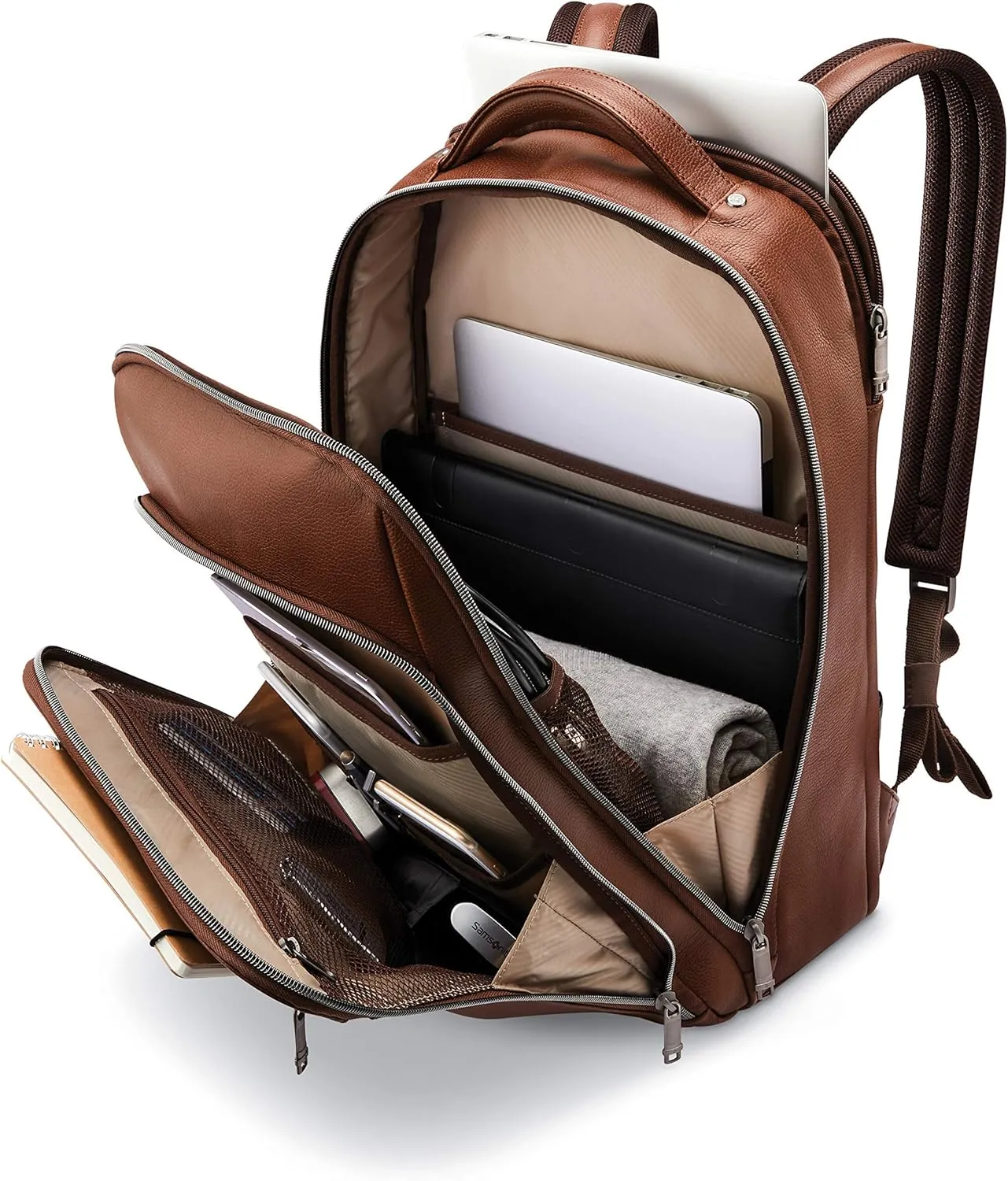 Samsonite Classic Leather Backpack, Cognac , One Size