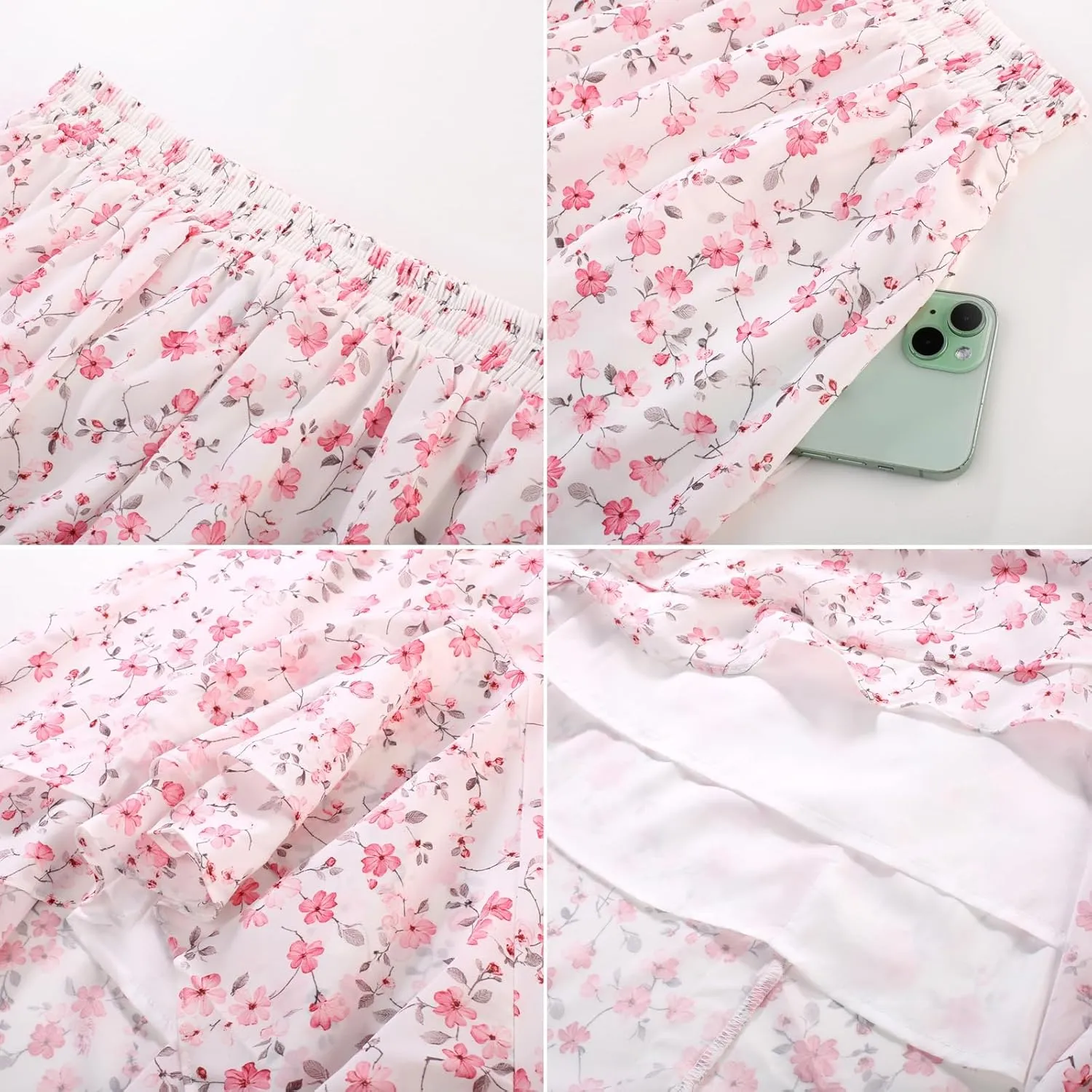 Scarlet Darkness Women's Renaissance Skirt Floral Print High Waist Ruffle Boho Maxi Skirts