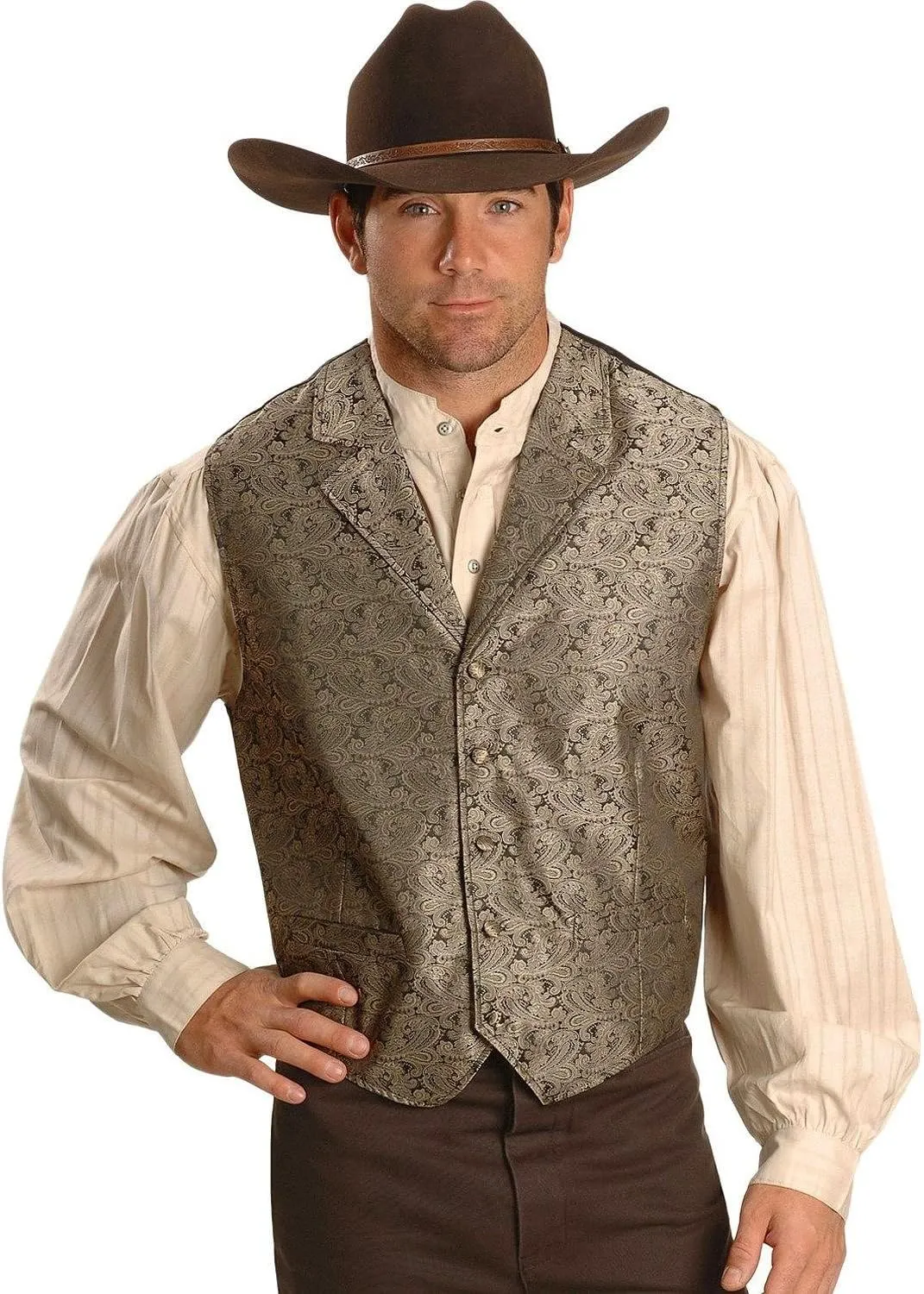 Scully Black Classic Paisley Men's Vest RW093