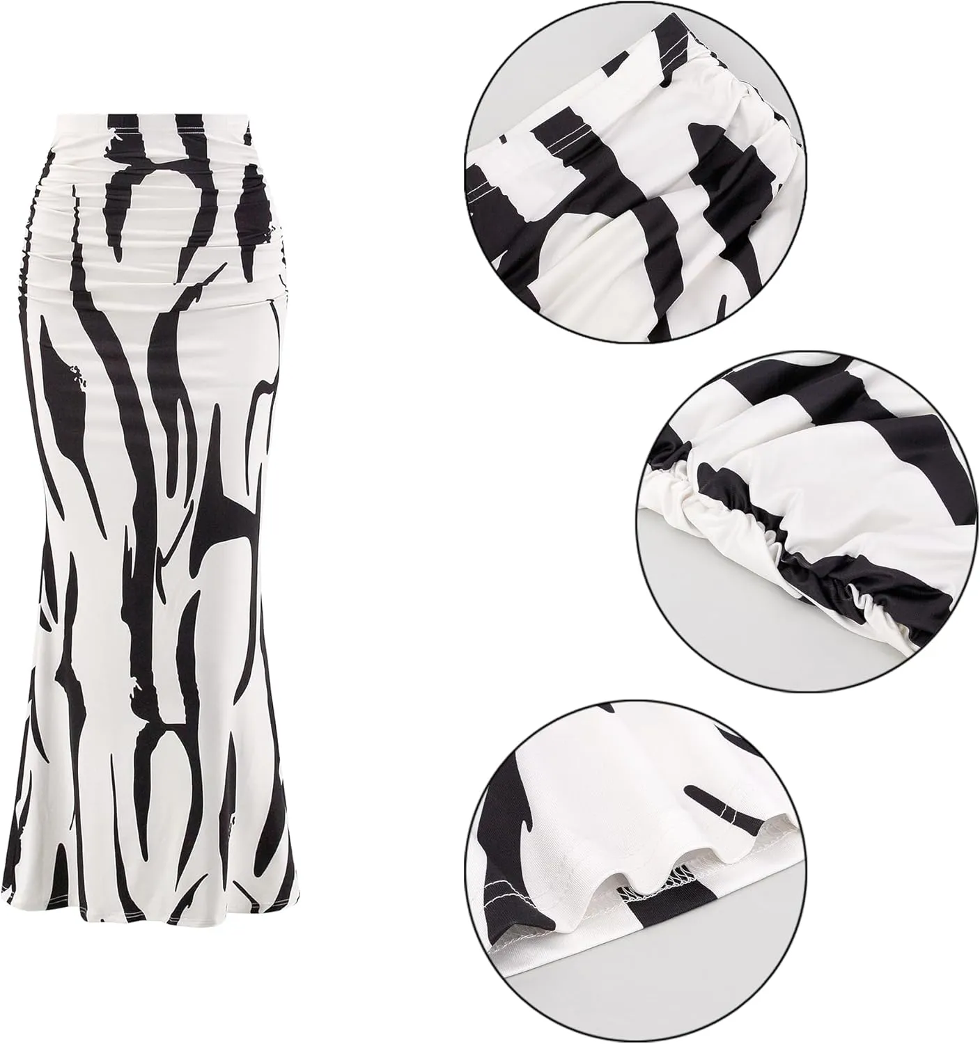 Segreto Women's Maxi Bodycon Wrap Print Skirts Elastic High Waist Long Pencil Skirt Stretchy Slim Fit Flower Fishtail Dress