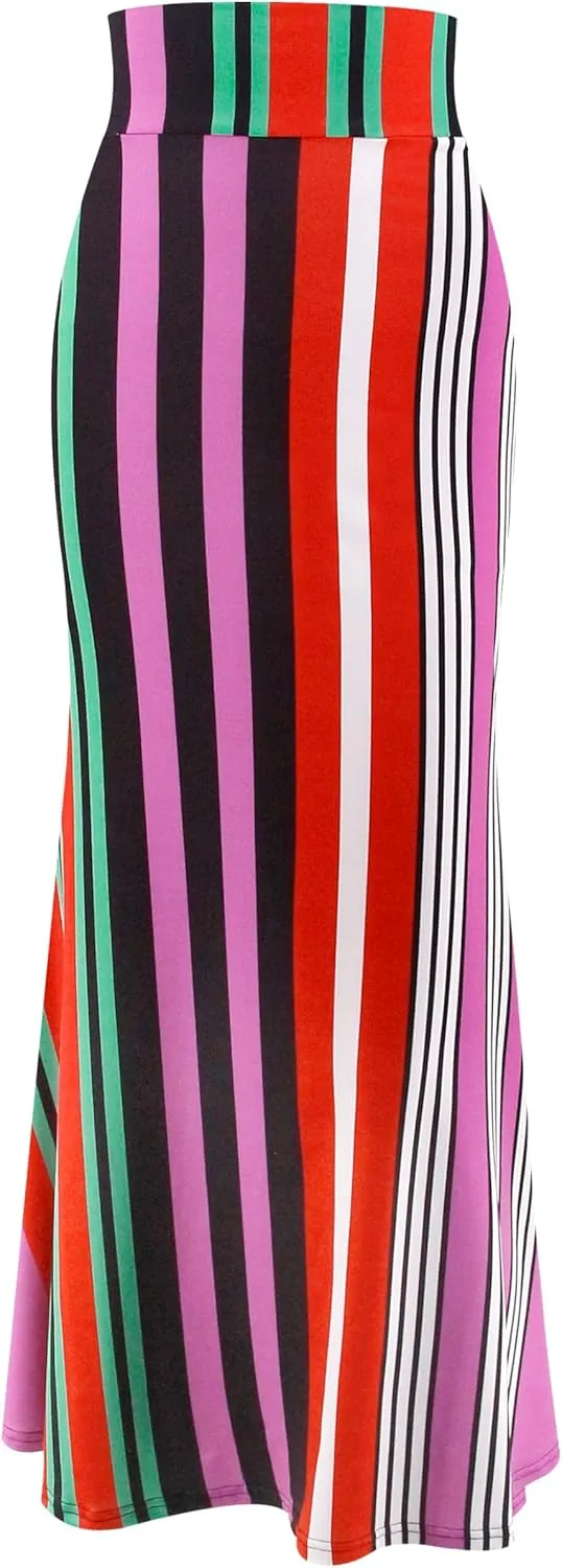 Segreto Women's Maxi Bodycon Wrap Print Skirts Elastic High Waist Long Pencil Skirt Stretchy Slim Fit Flower Fishtail Dress