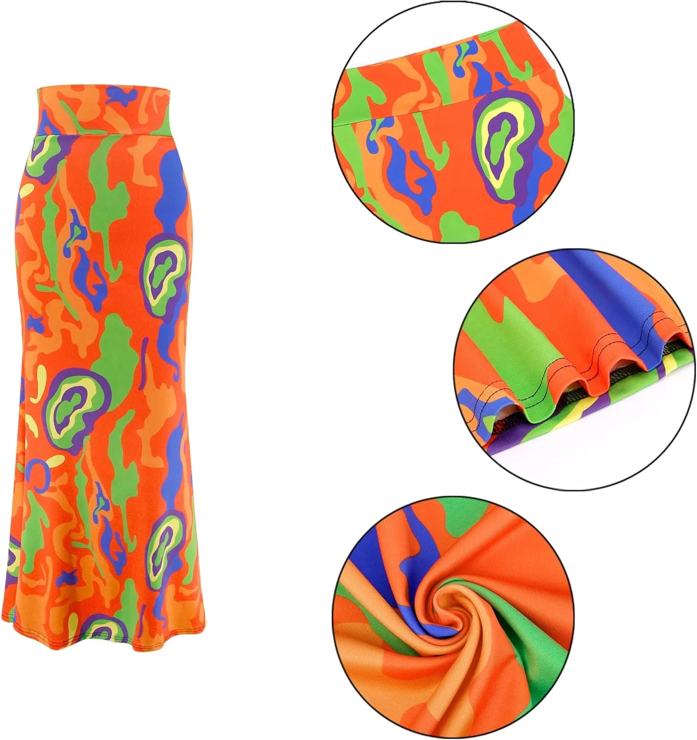 Segreto Women's Maxi Bodycon Wrap Print Skirts Elastic High Waist Long Pencil Skirt Stretchy Slim Fit Flower Fishtail Dress