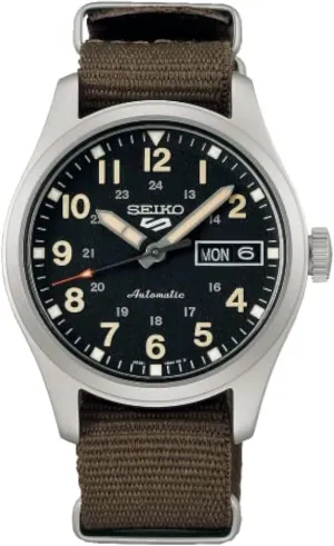 SEIKO 5 Sport SRPJ85 Olive Green Nylon Automatic Watch, Black