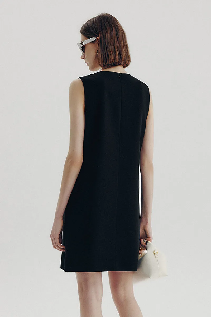 Sequin Embellished Bow-Detail Sleeveless Mini Dress