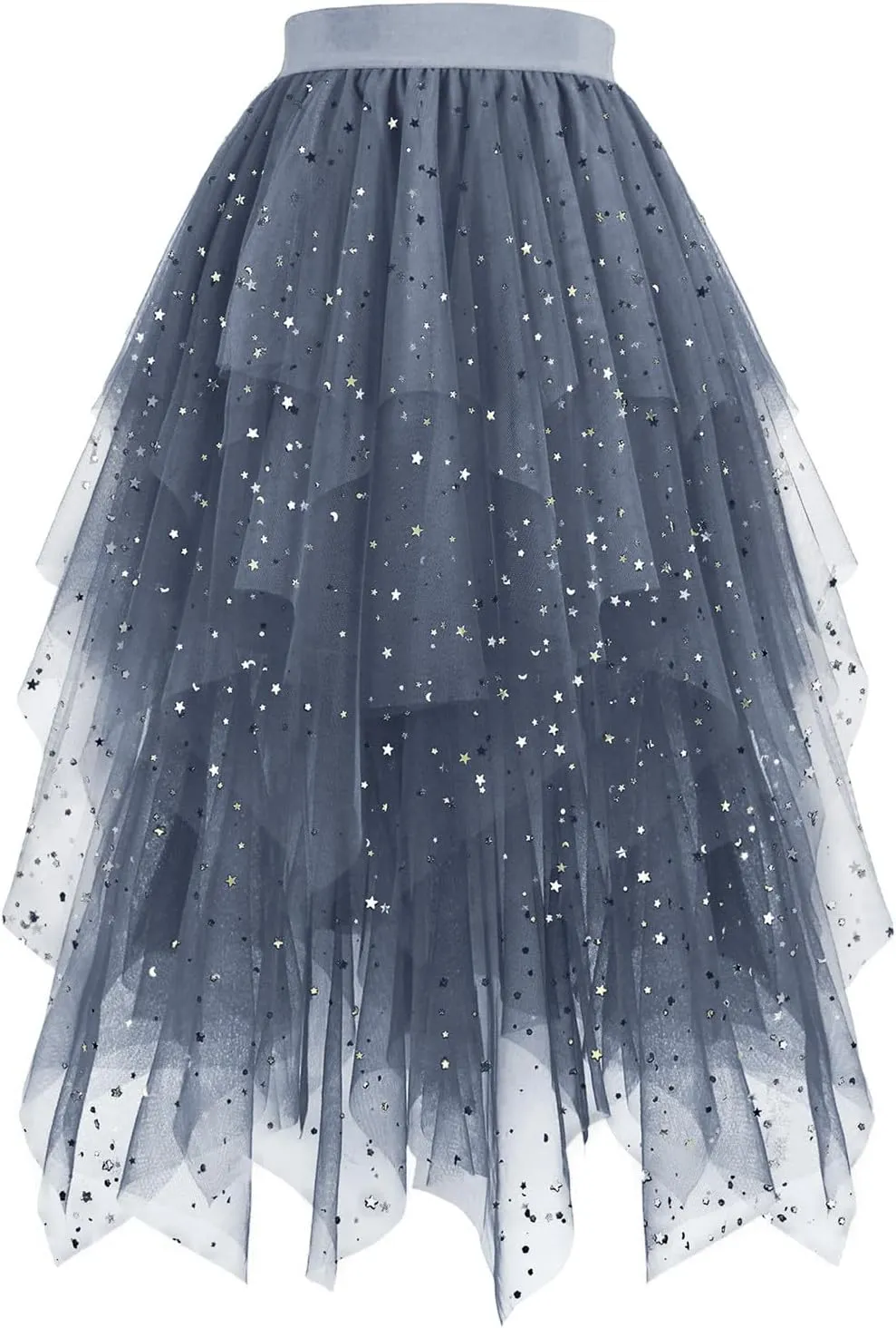 Sequin Skirt for Women Midi Long Tulle Skirts Tiered Tutu High Low Mesh Layered Elastic Waist Party Clothes