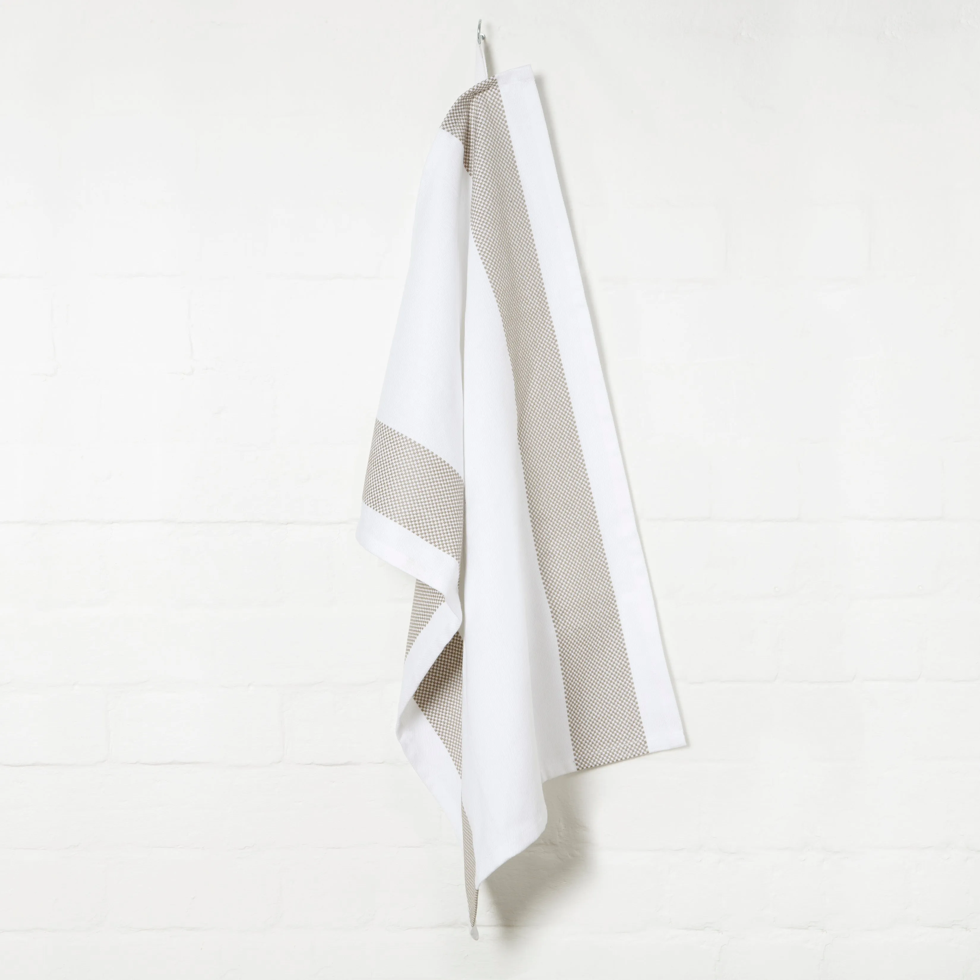 Set of 5 Thick Cotton Drill Mini Check Striped Tea Towels in Five Colours