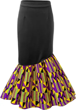 SHENBOLEN Women African Print Skirt Kente Pencil Skirts