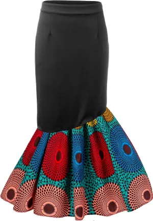 SHENBOLEN Women African Print Skirt Kente Pencil Skirts