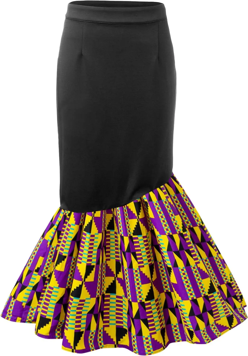 SHENBOLEN Women African Print Skirt Kente Pencil Skirts