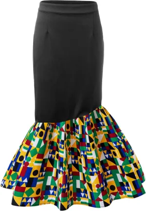 SHENBOLEN Women African Print Skirt Kente Pencil Skirts