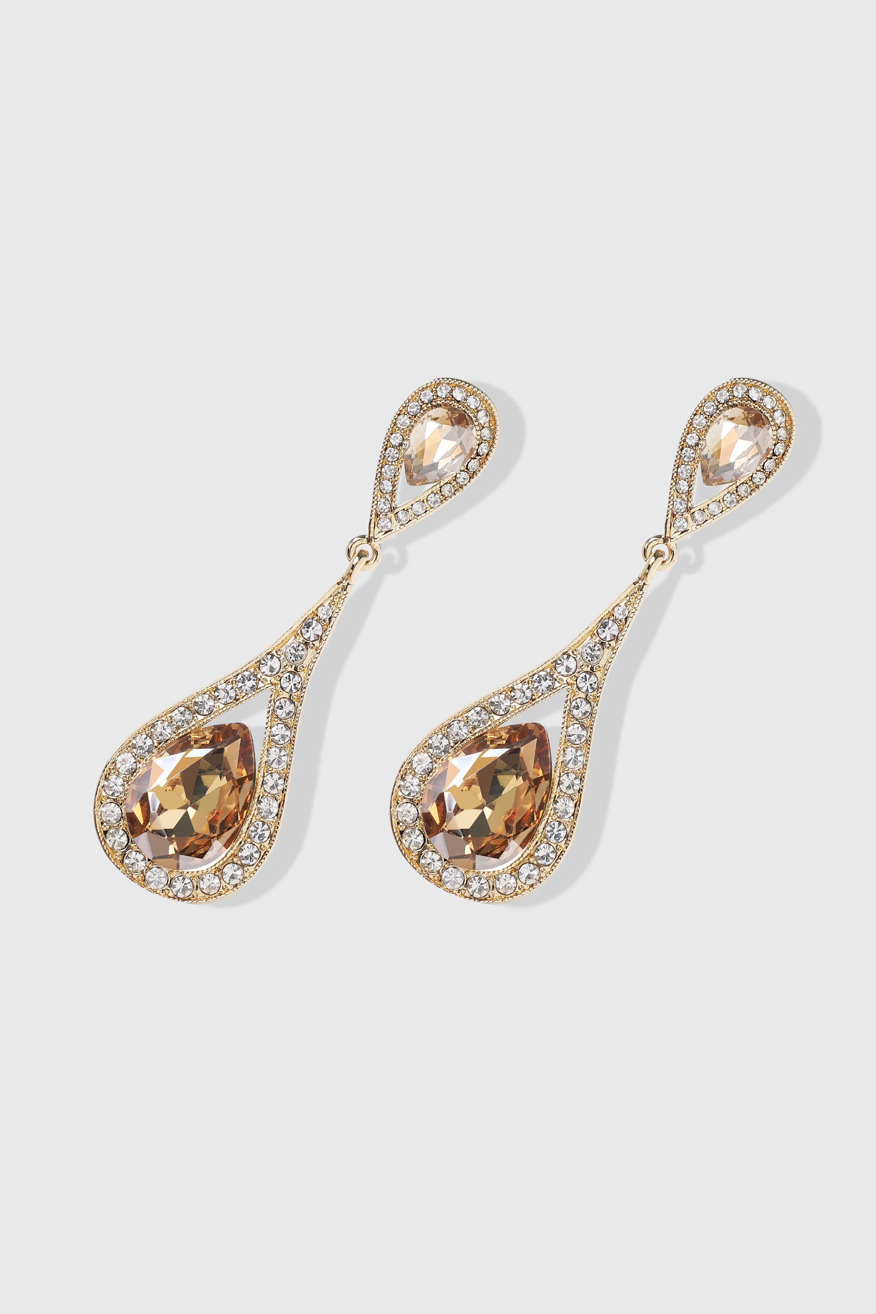 Shimmering Rhinestone Teardrop Dangle Earrings