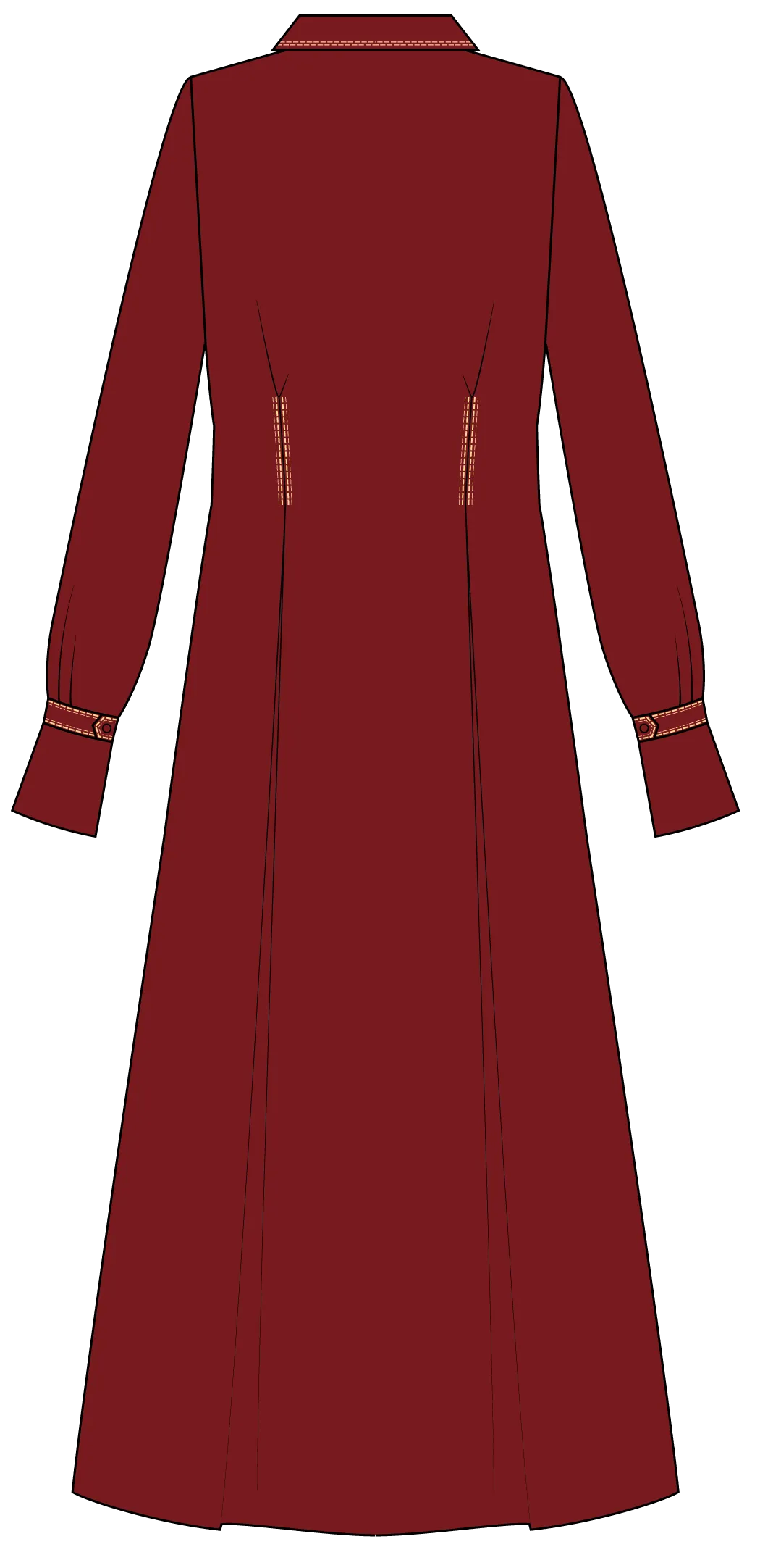 Silk Shirt Dress with Frontal Pleats