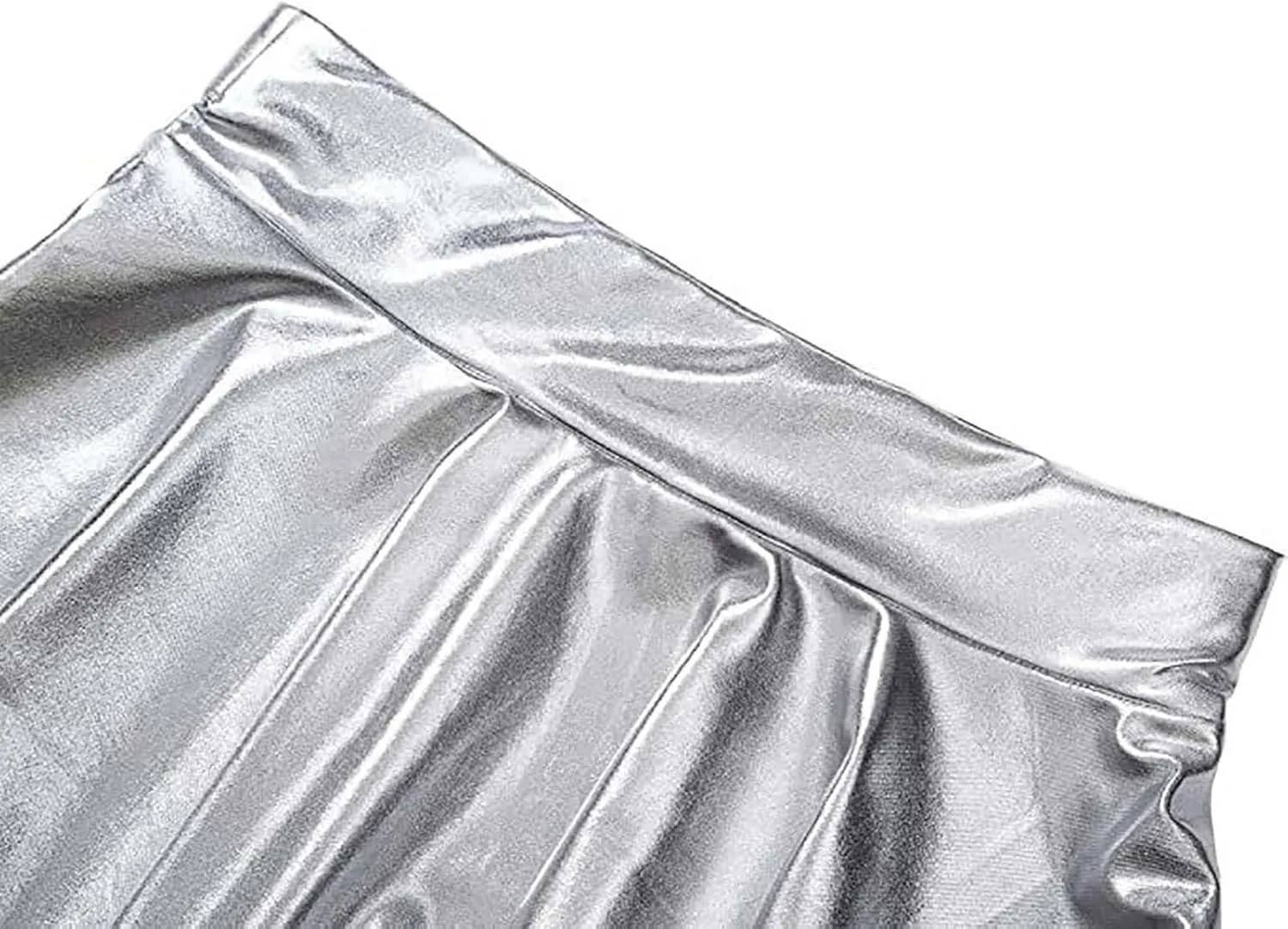 Skirt for Party Women's Fashion High Waist Pleated Solid Color Short Dress Loose Fit Skirts Metallic Summer Outfit