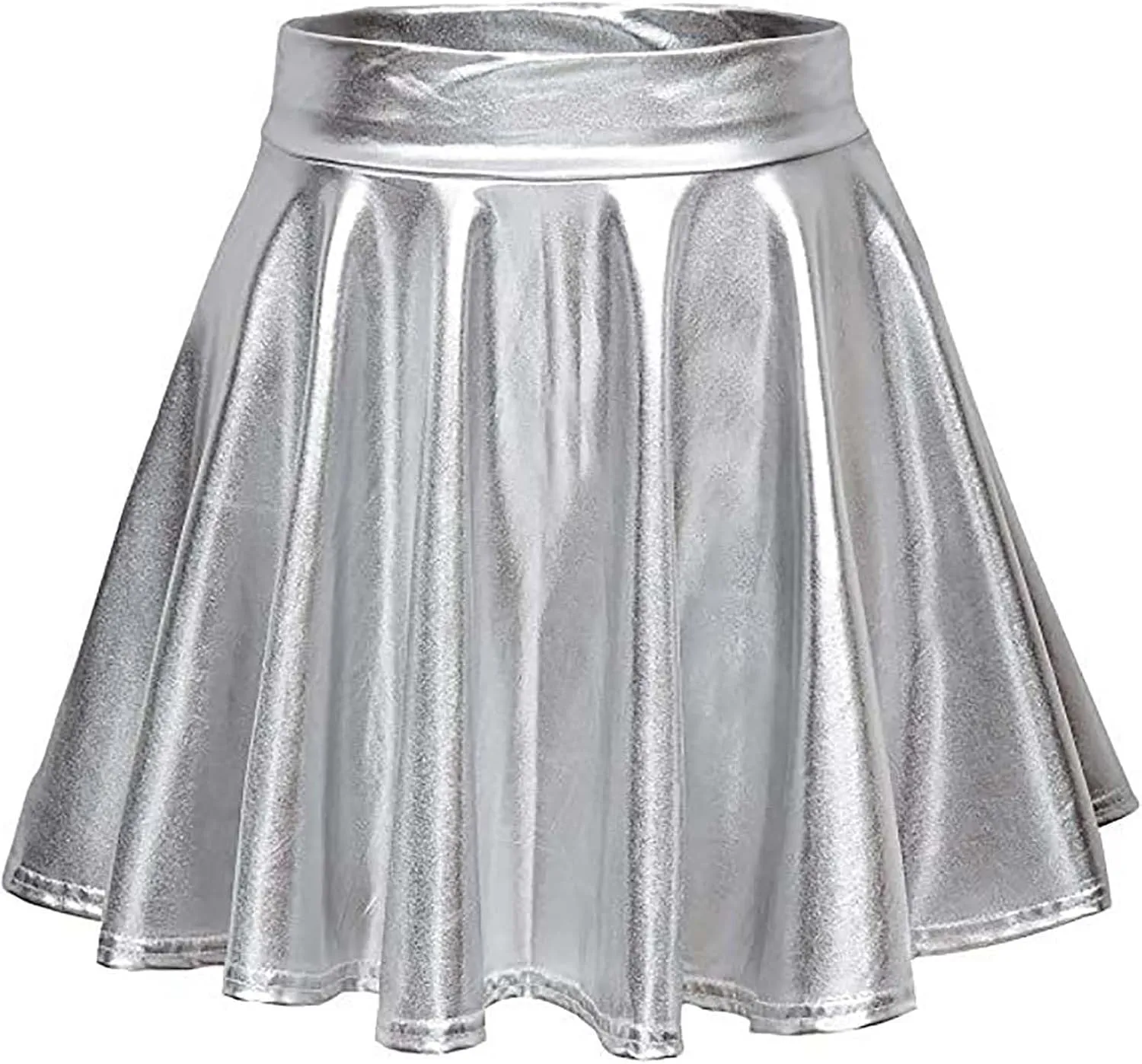 Skirt for Party Women's Fashion High Waist Pleated Solid Color Short Dress Loose Fit Skirts Metallic Summer Outfit