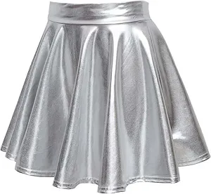 Skirt for Party Women's Fashion High Waist Pleated Solid Color Short Dress Loose Fit Skirts Metallic Summer Outfit