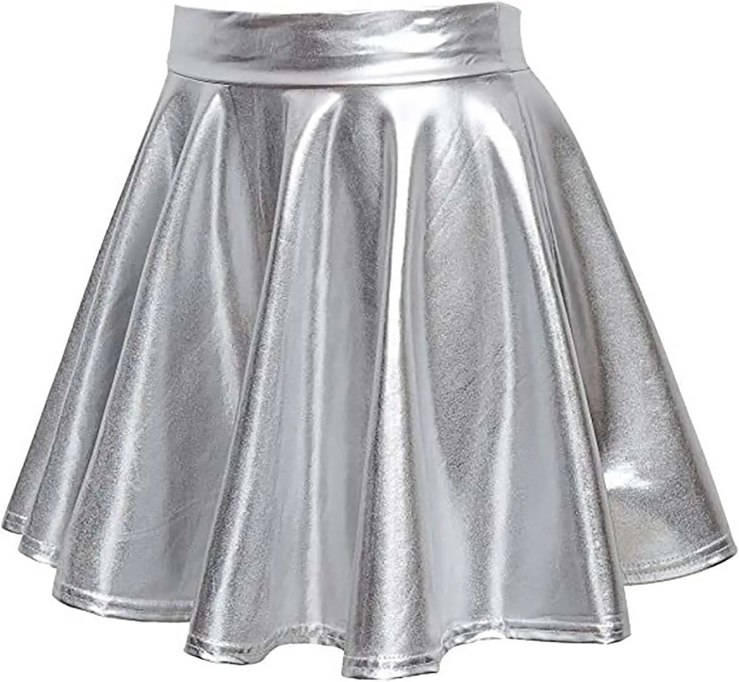 Skirt for Party Women's Fashion High Waist Pleated Solid Color Short Dress Loose Fit Skirts Metallic Summer Outfit