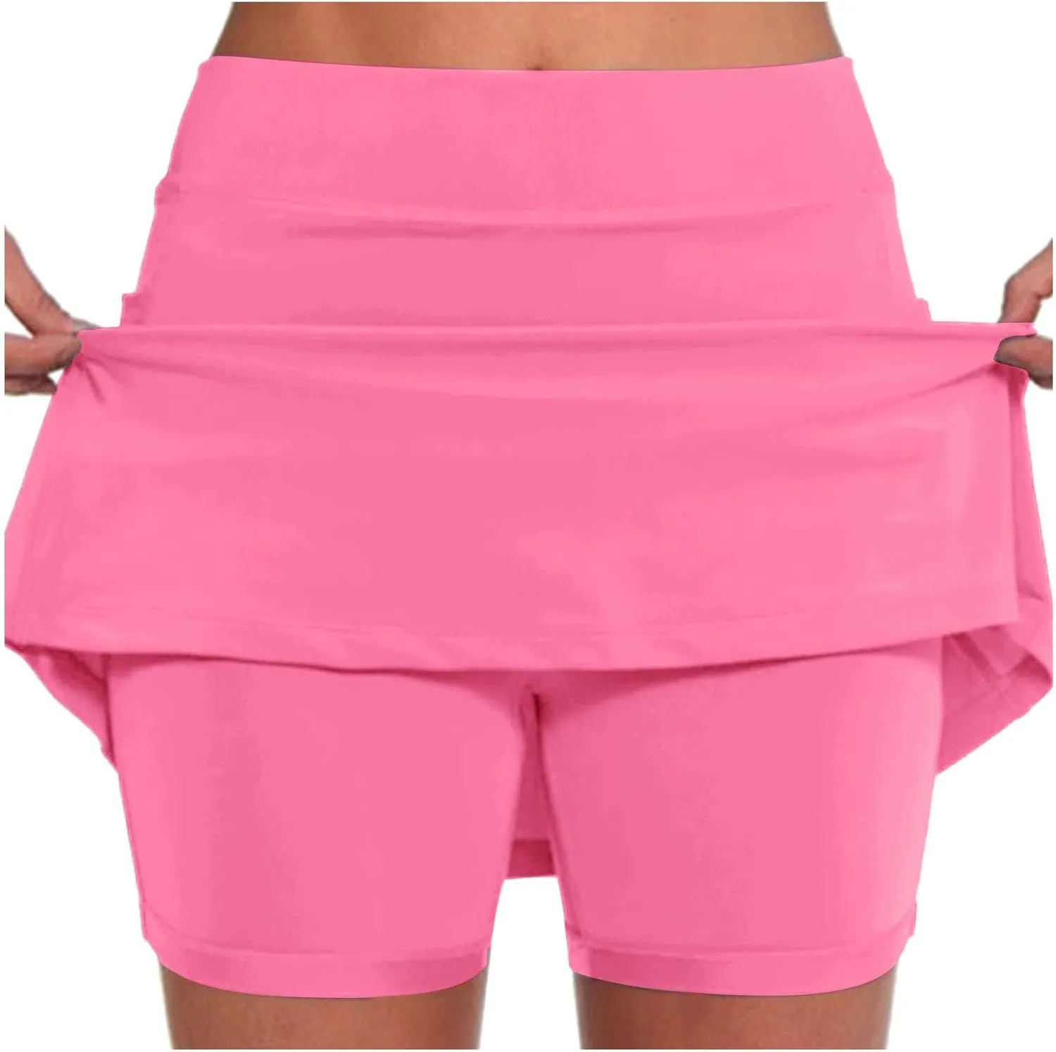 Skort Dress for Women Solid Skirt with Shorts Underneath High Waisted Workout Athletic Skorts Skinny Sports Golf Skirts
