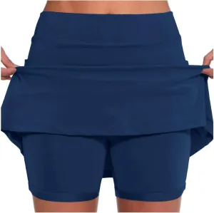 Skort Dress for Women Solid Skirt with Shorts Underneath High Waisted Workout Athletic Skorts Skinny Sports Golf Skirts